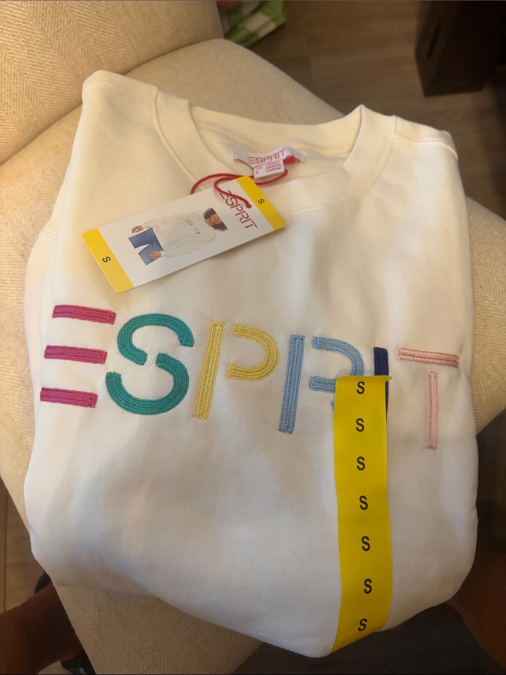 Esprit cream Sweatshirt with Multicolor Embroidered Logo